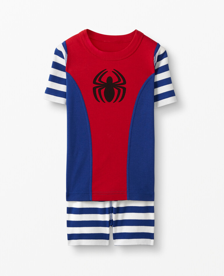 Marvel Spider-Man Short John Pajamas in Deep Blue Sea/Hanna Red - main