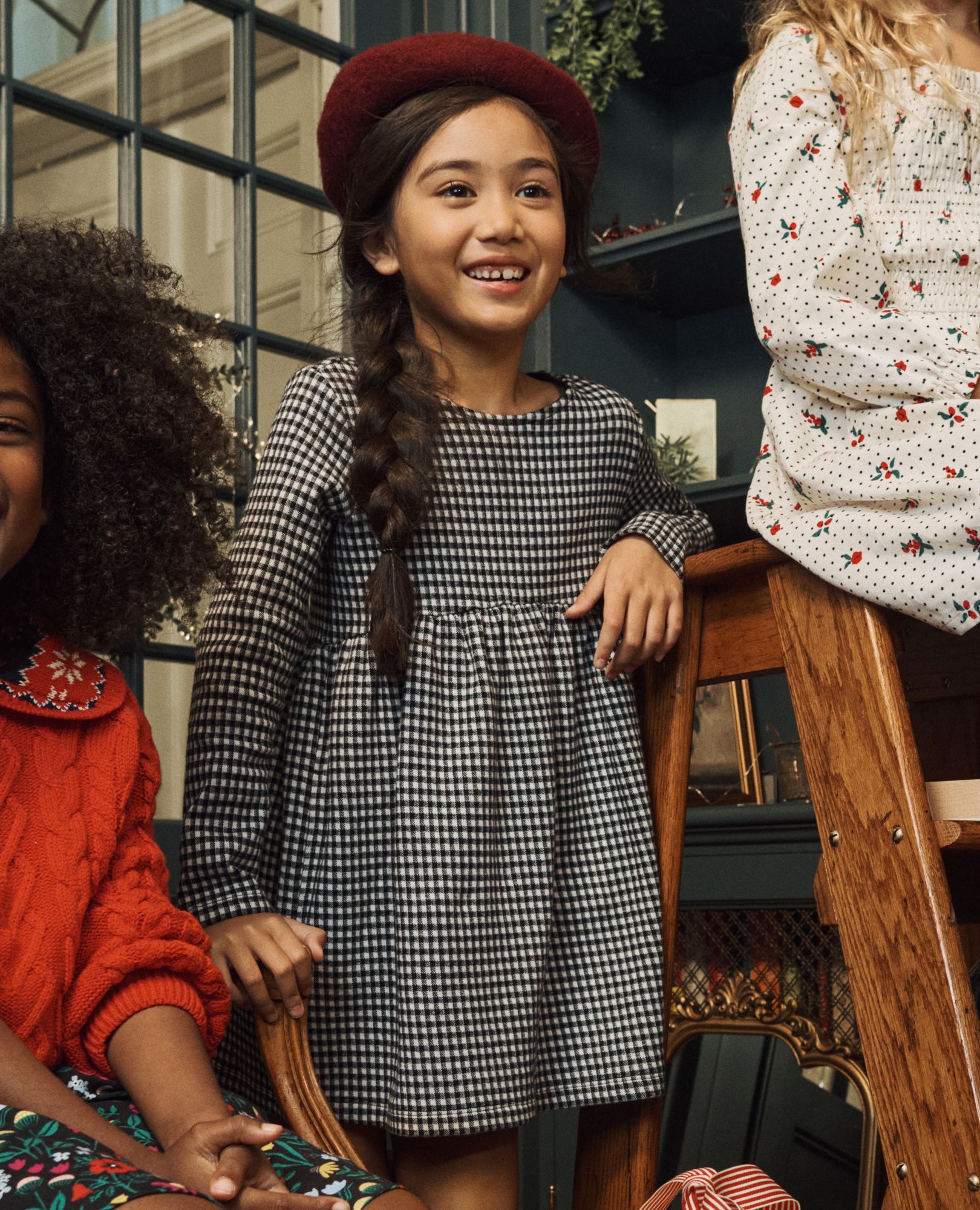 Long sleeve gingham dress top