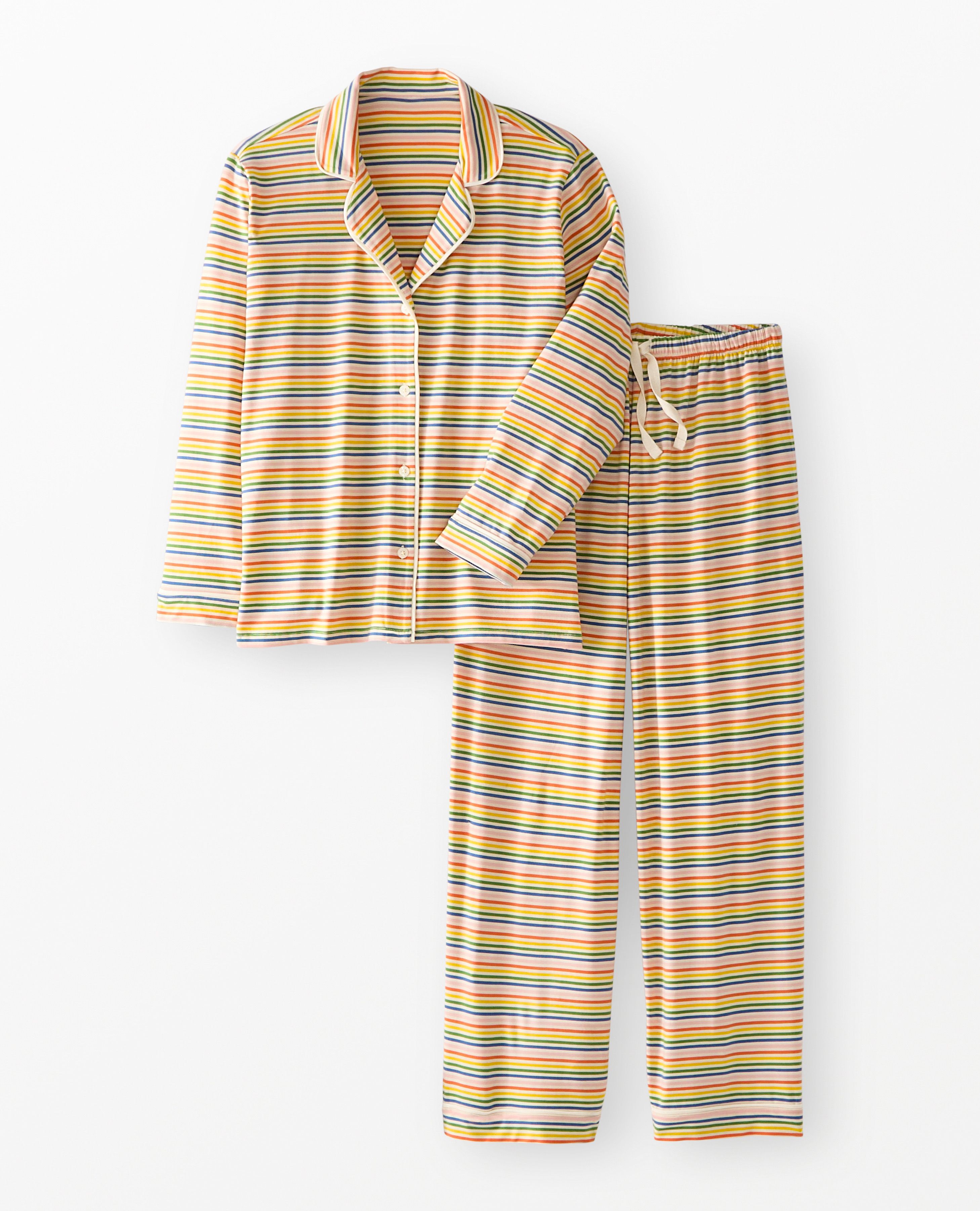 Women's Long Sleeve Pajama Set in HannaSoft™ in Summer Rainbow Stripe - main