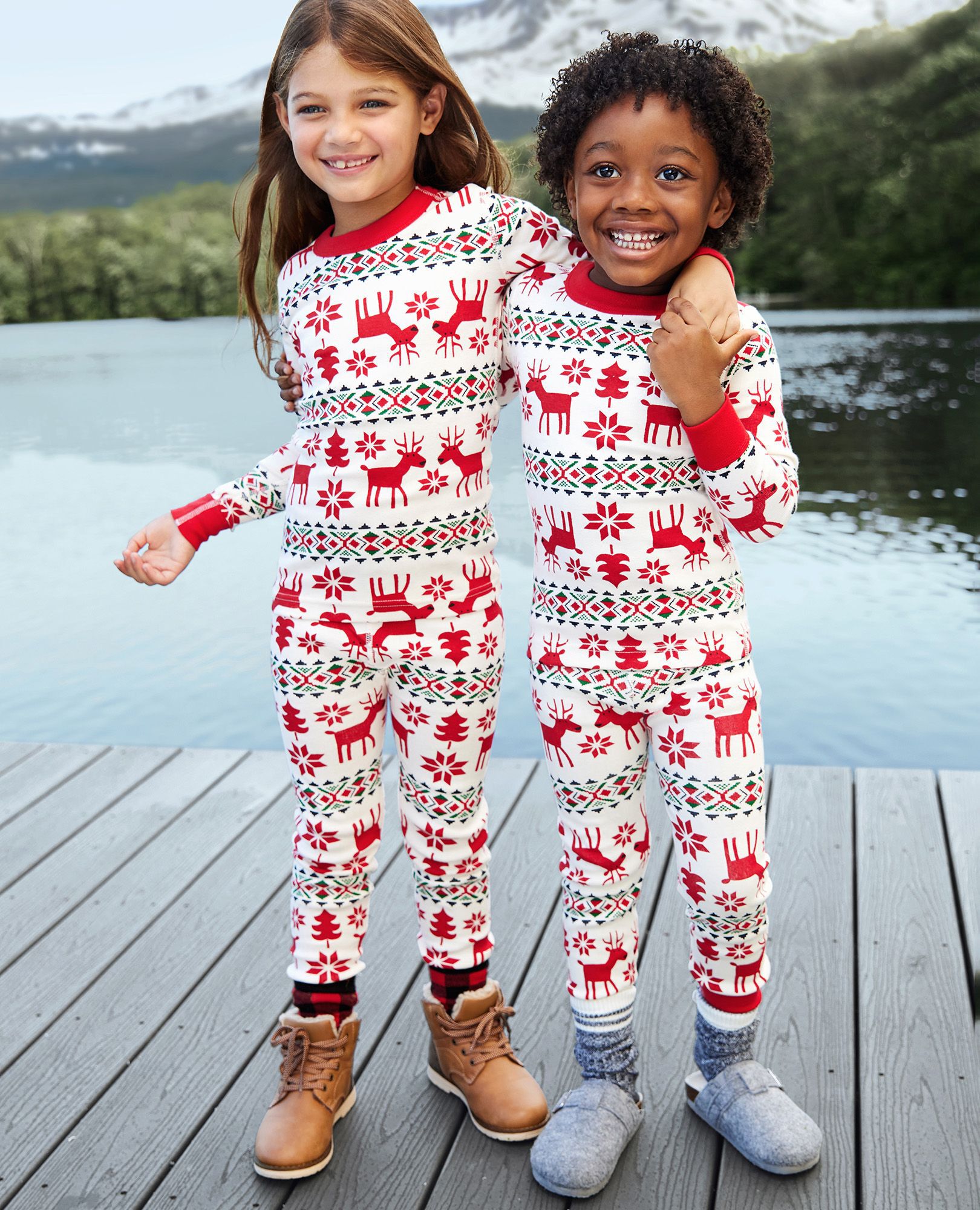 Kids Holiday Long John Pajama Set