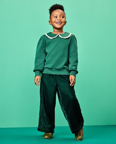 Velvet Wide Leg Pants in Malachite - main