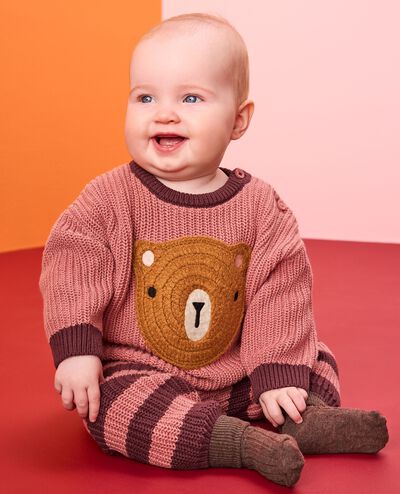 Baby Graphic Sweater & Leggings Set in Cute Bear on Canyon Rose - main