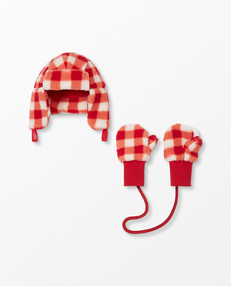 Baby Faux Shearling Hat & Mittens Set in Hanna Red - main