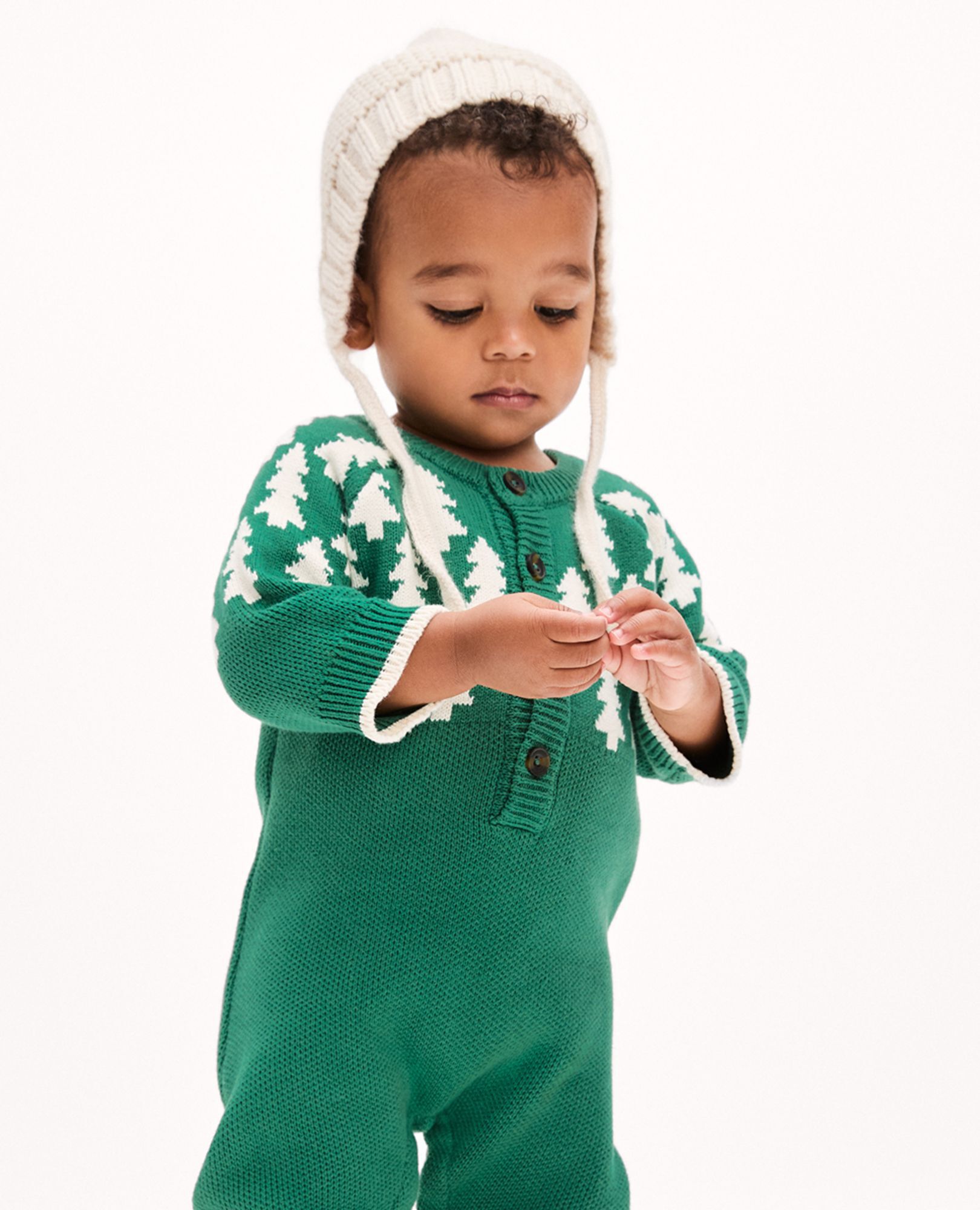 Baby Holiday Romper in Winter Green - main