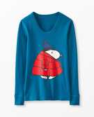 Women's Peanuts Holiday Long John Pajama Top in Winter Snoopy - main