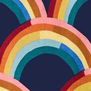 Playground Dress with Pockets in Rainbow Hills on Navy - swatch