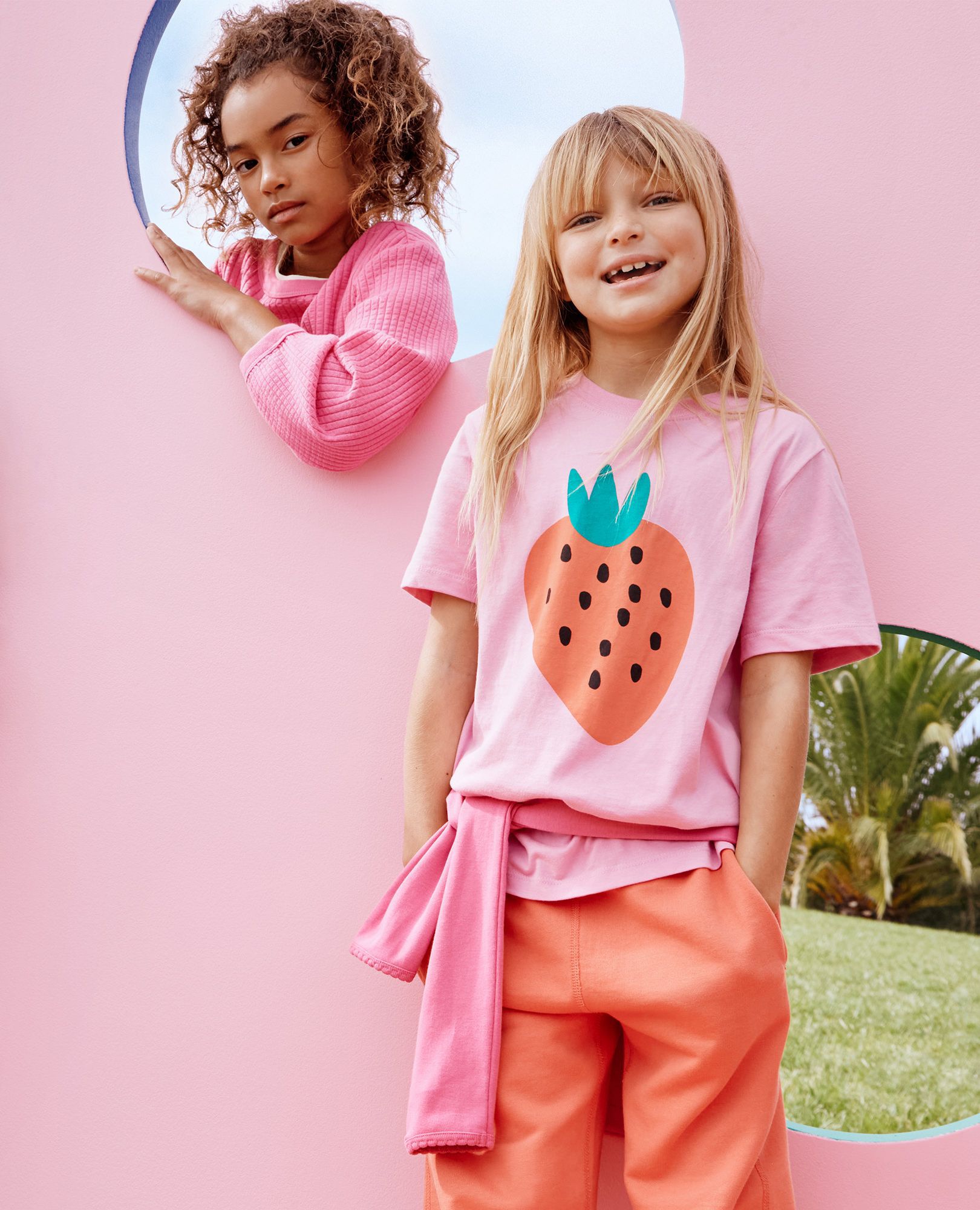 Relaxed Fit Graphic T-Shirt in Strawberry Sweetness on Echinacea - main