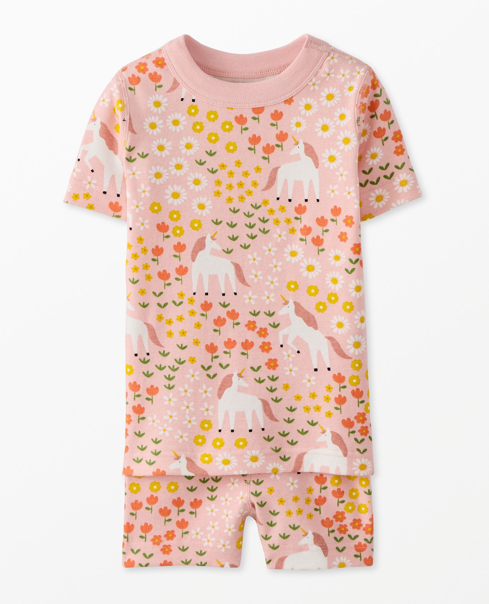 HannaJams™ Pajama Set in Violet the Unicorn on Blush Pink - main