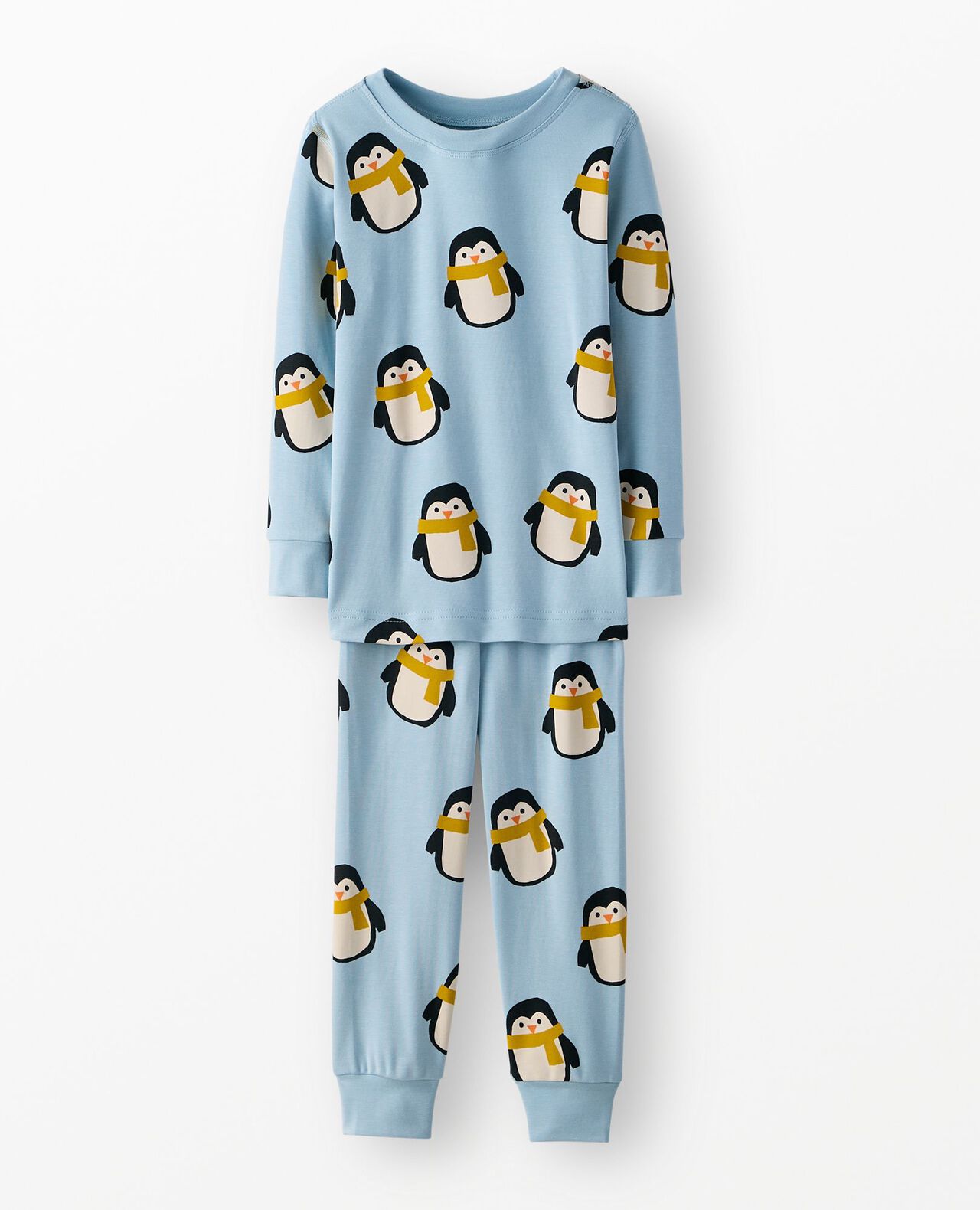Holiday HannaSoft™ Stretch Pajama Set in Cute Penguins on Robin Egg Blue - main