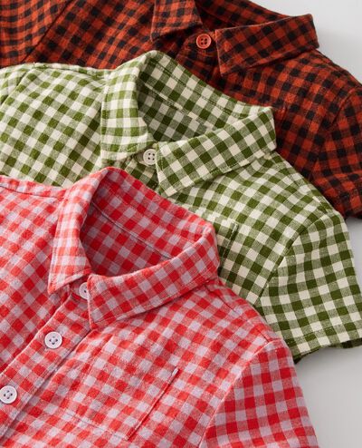 Baby Linen Coveralls in Red Ember gingham - main