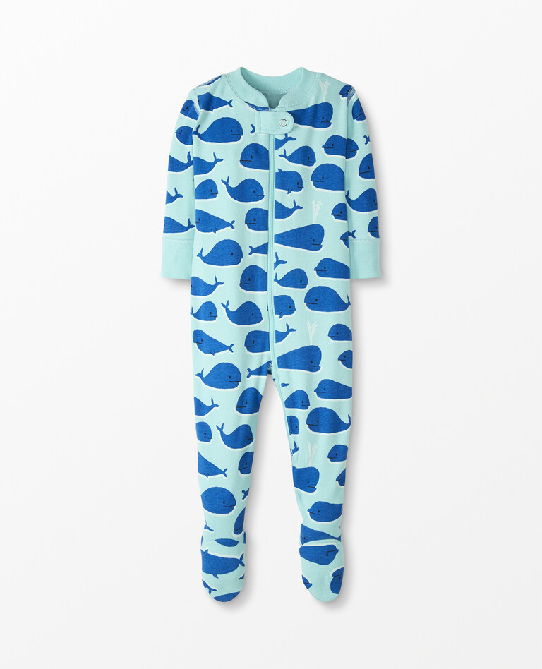 Baby Zip Footed Sleeper In Organic Cotton in Whale Watching - main