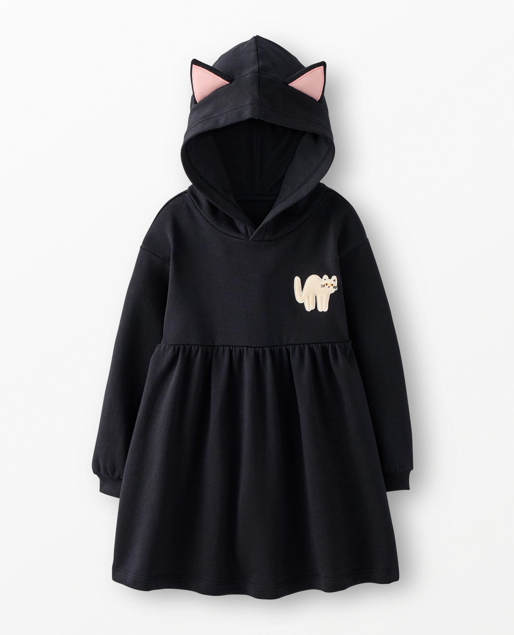 Halloween Long Sleeve French Terry Cat Dress in Halloween Cat - main