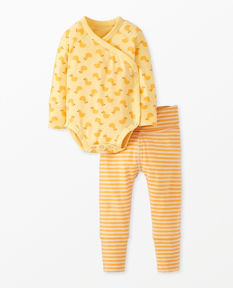 2-Piece Baby Layette Wiggle Set in HannaSoft™ in Pepper the Duck on Limoncello - main
