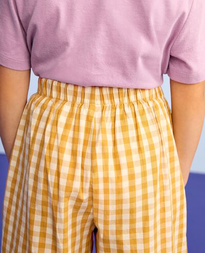 Poplin Parachute Pants in Gold/Ecru Gingham - main