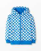 Checkered Zip Up Hoodie In French Terry in Equator Blue - main