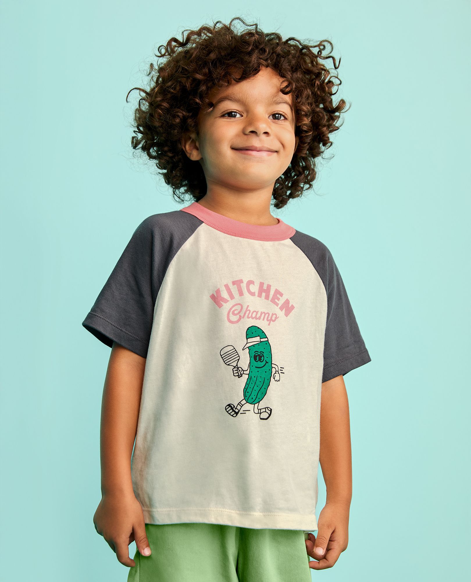 Oversized Raglan Sleeve Graphic T-Shirt in Kitchen Champ - main