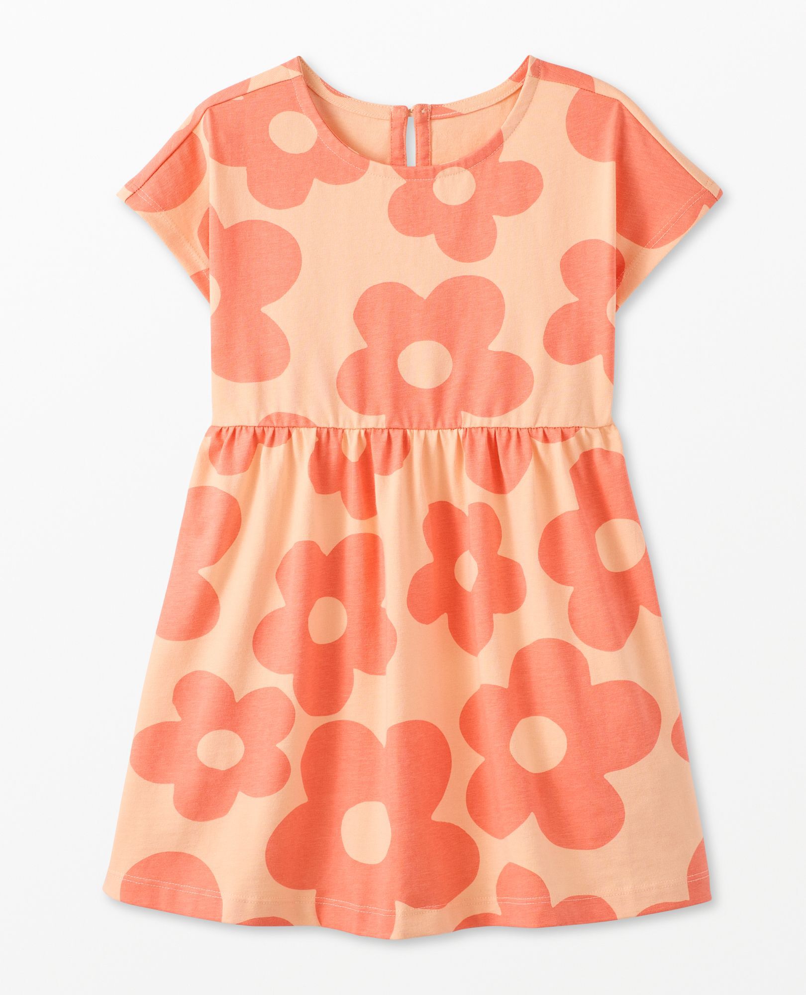 Dolman Sleeve Dress with Pockets in Gigantic Daisy on Peach Creme - main