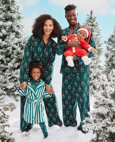 Adult Holiday Flannel Pajama Pants in Santa on Malachite - main
