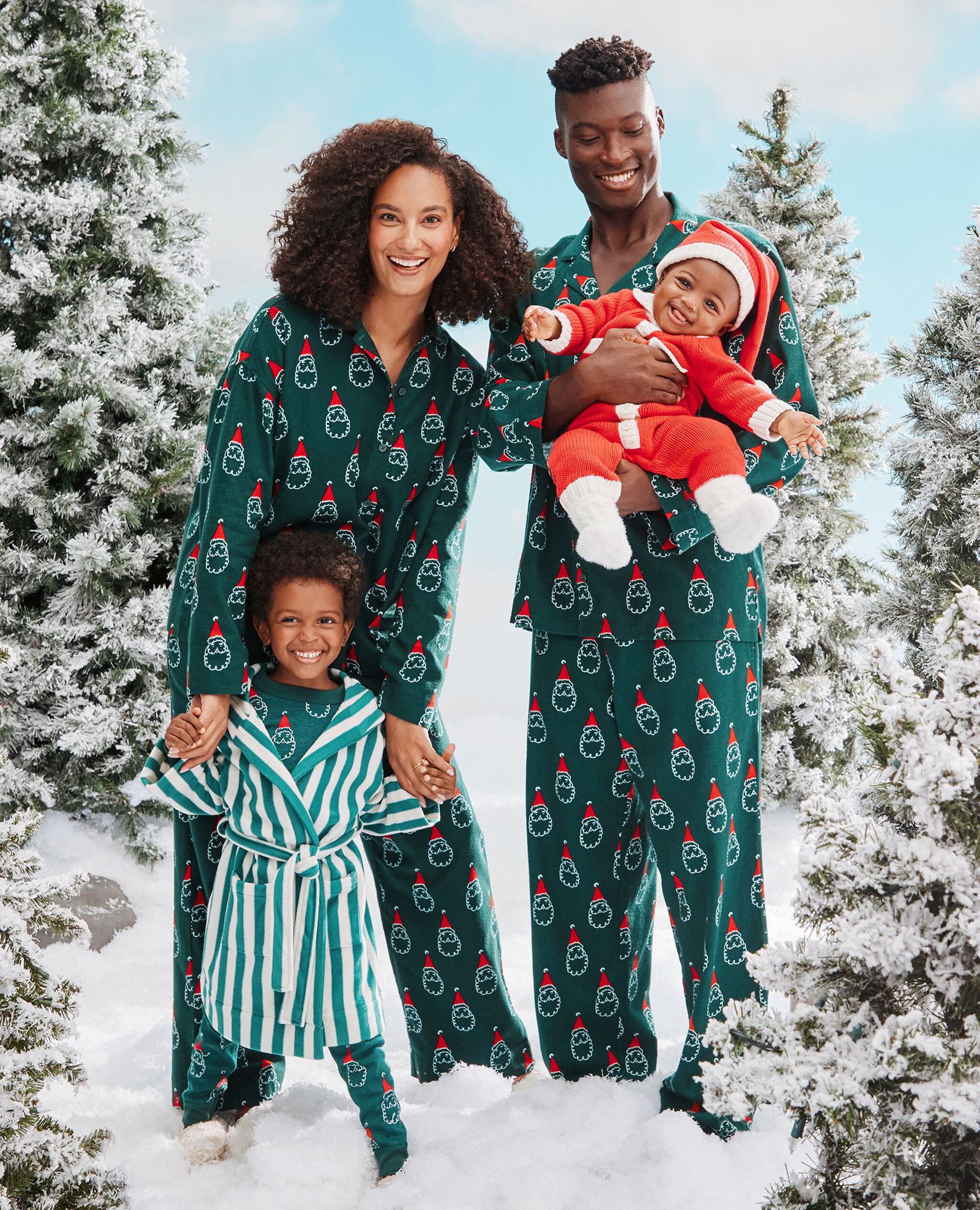 Adult Holiday Flannel Pajama Pants in Santa on Malachite - main