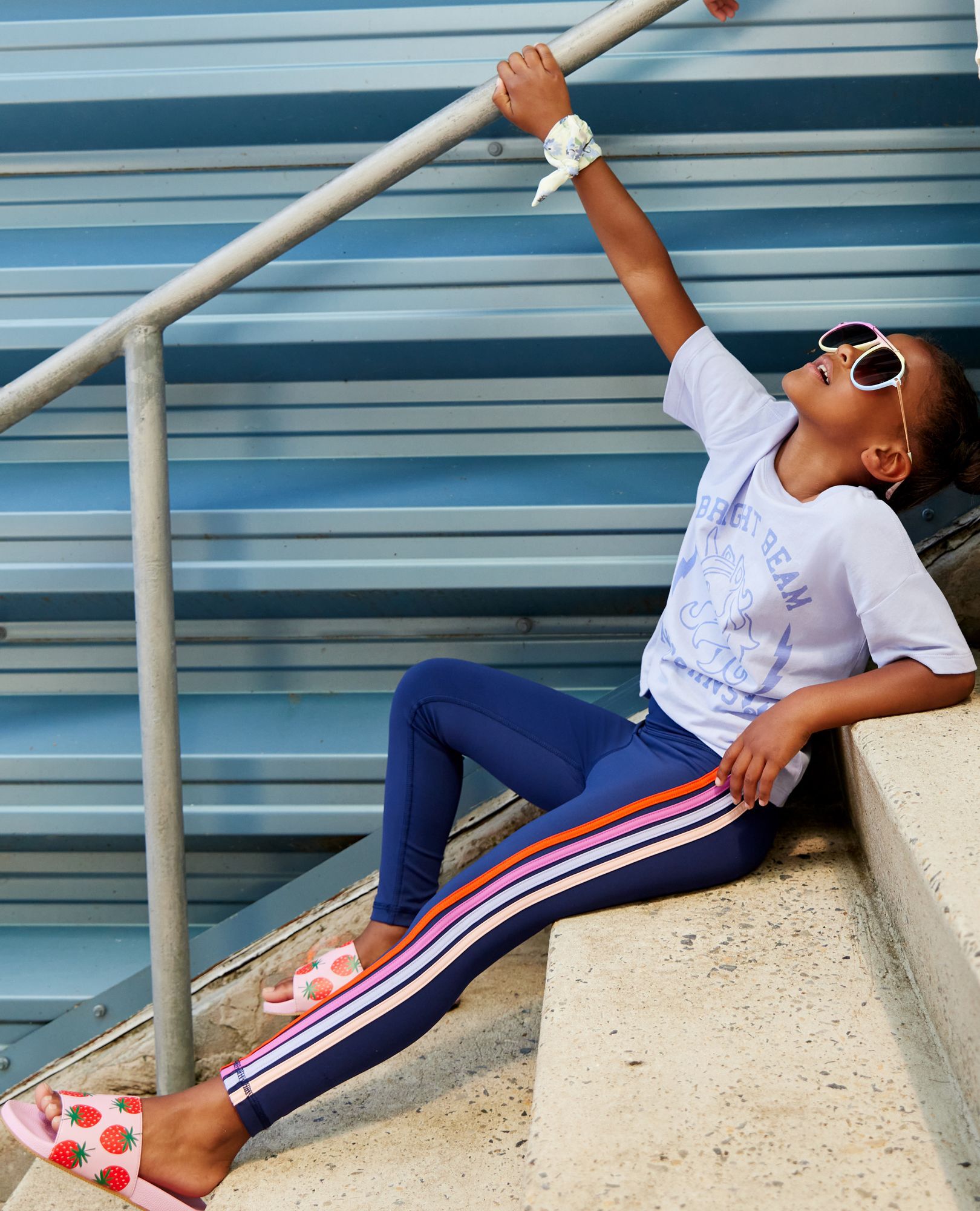 Girls navy adidas leggings sale