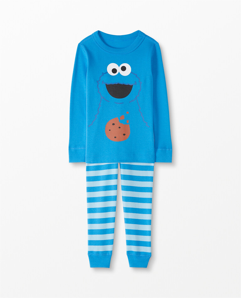 Sesame Street Long John Pajamas In Organic Cotton in Cookie Monster - main