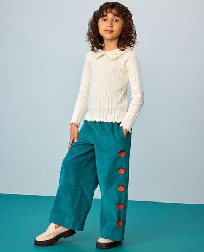 Long Sleeve Pointelle Collared T-Shirt in Ecru - main