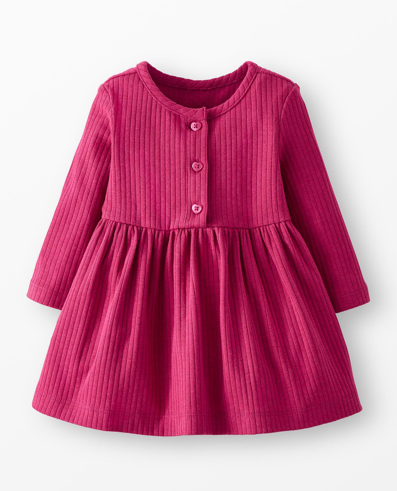 Baby Henley Dress in Raspberry - main