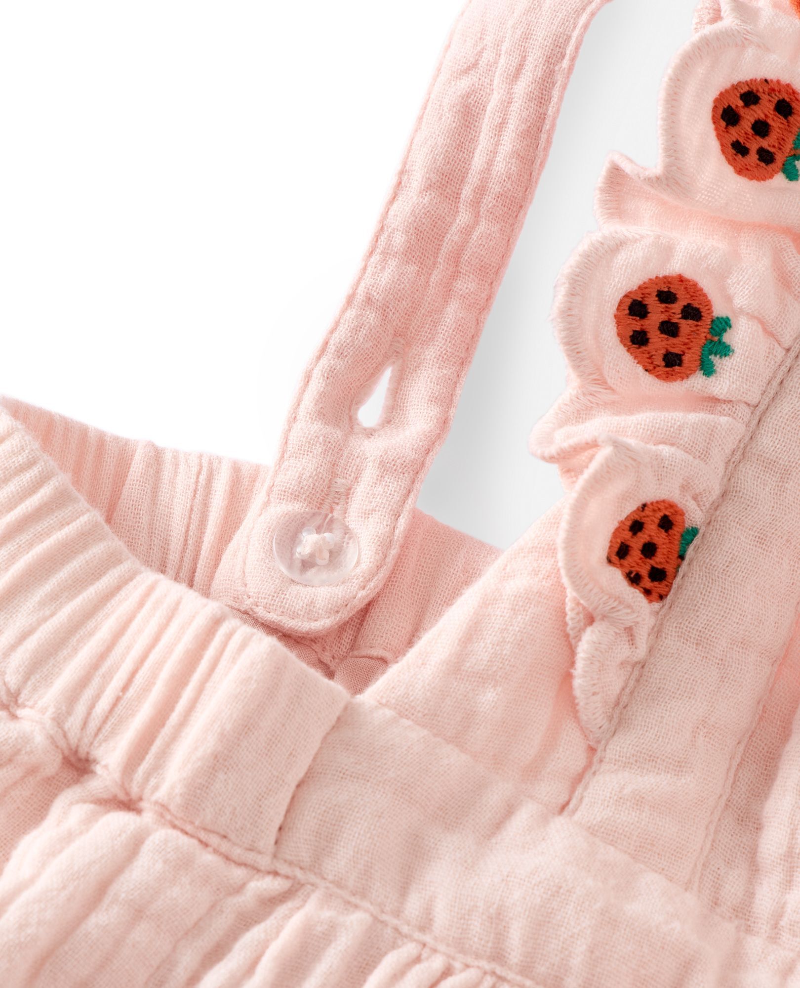 Baby Muslin Pinafore Dress & Bloomers Set in Pink Cream - main