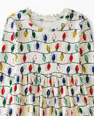 Holiday Print Rib Dress in Bright Bulbs - main