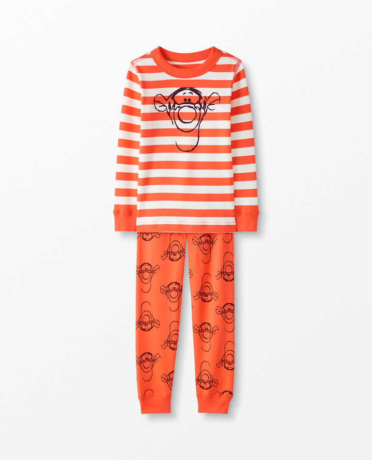 Disney Winnie The Pooh Long John Pajamas In Organic Cotton in Orange Zest - main