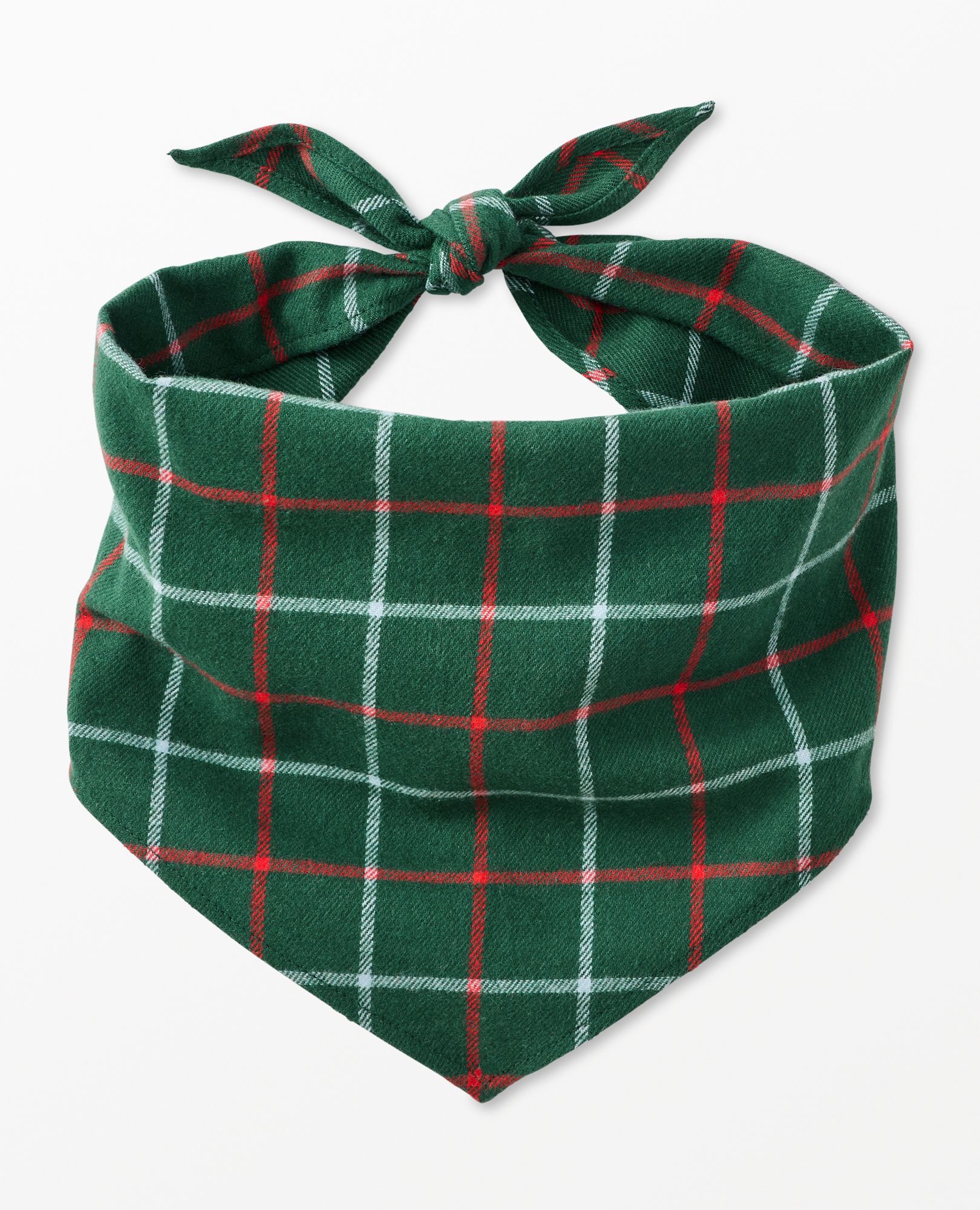 Flannel Dog Bandana in Green Windowpane Plaid - main