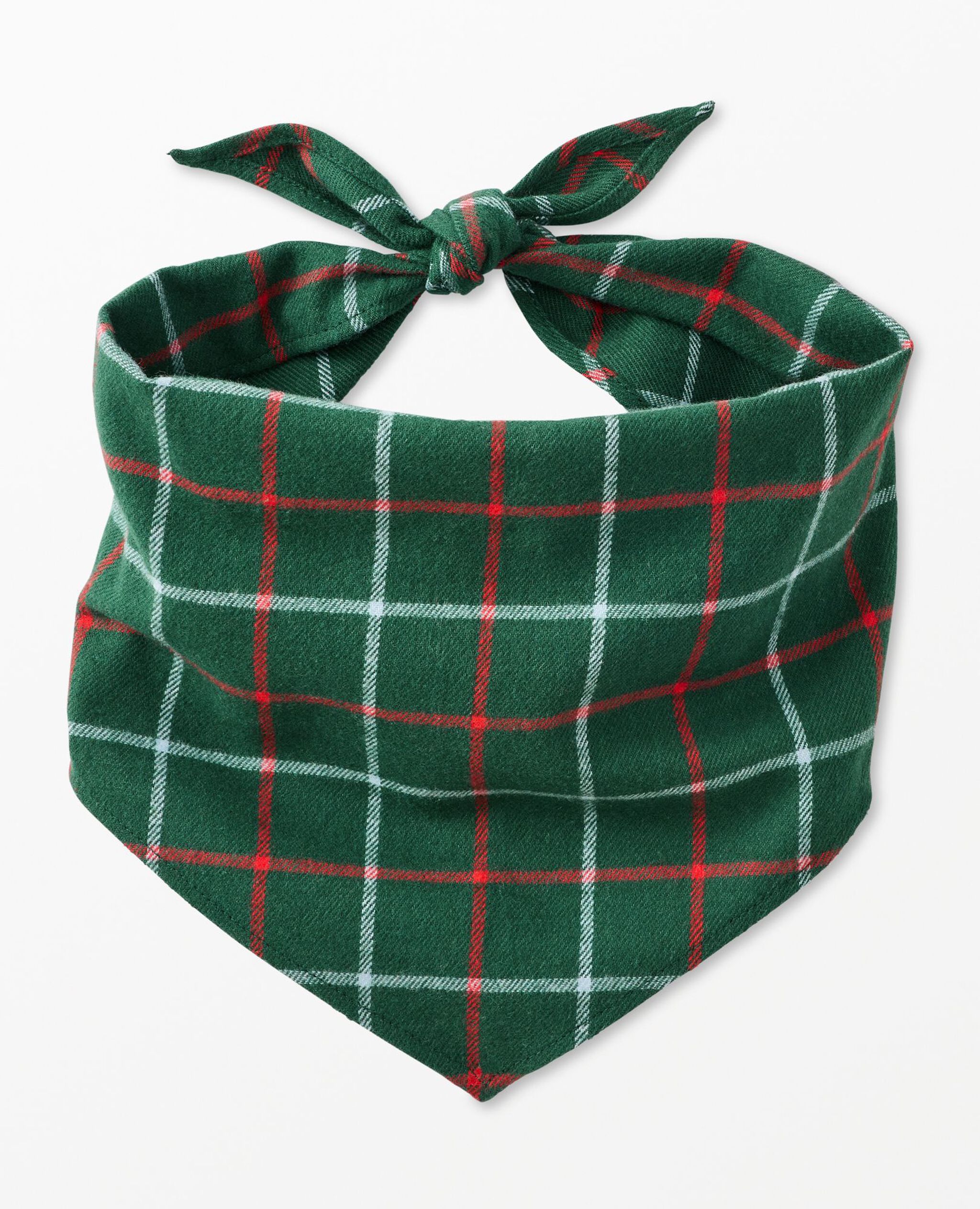 Holiday Flannel Dog Bandana in Green Windowpane Plaid - main