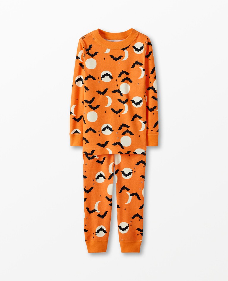Halloween Long John Pajama Set in Halloween Night on Tiger Orange - main
