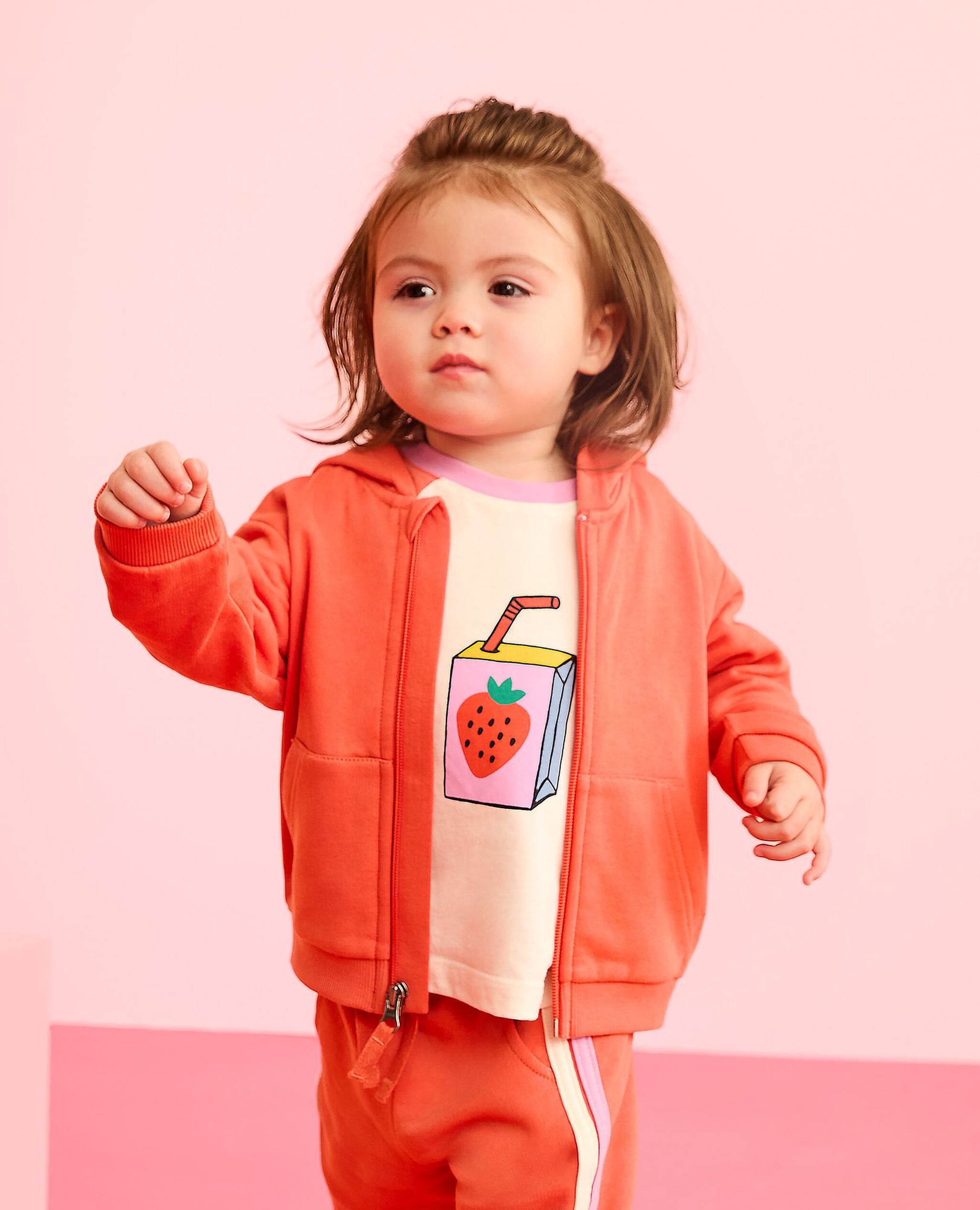 Baby French Terry Hoodie in Sun Fire - main