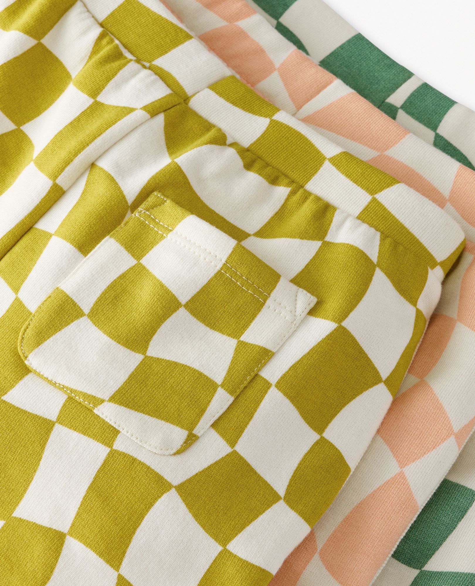 French Terry Dolphin Vent Shorts in Pink Wavy Check - main