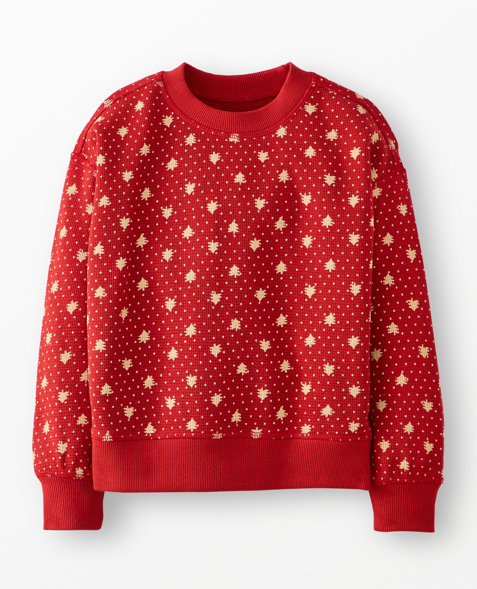 Holiday Waffle Crewneck in Red Forest - main