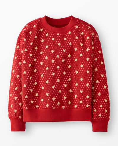 Holiday Waffle Crewneck in Red Forest - main