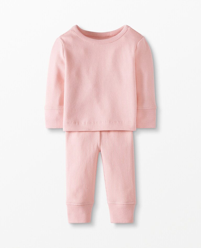 Baby Top & Pants Set In Waffle Knit in Petal Pink - main