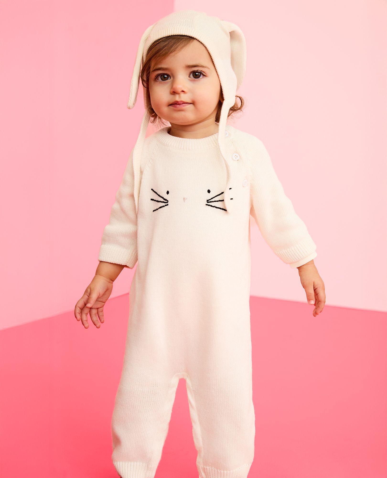 Baby Easter Sweater Romper & Hat Set in Ecru - main