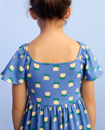 Reversible Skater Dress with Pockets in Tulip Rows on Blue - main
