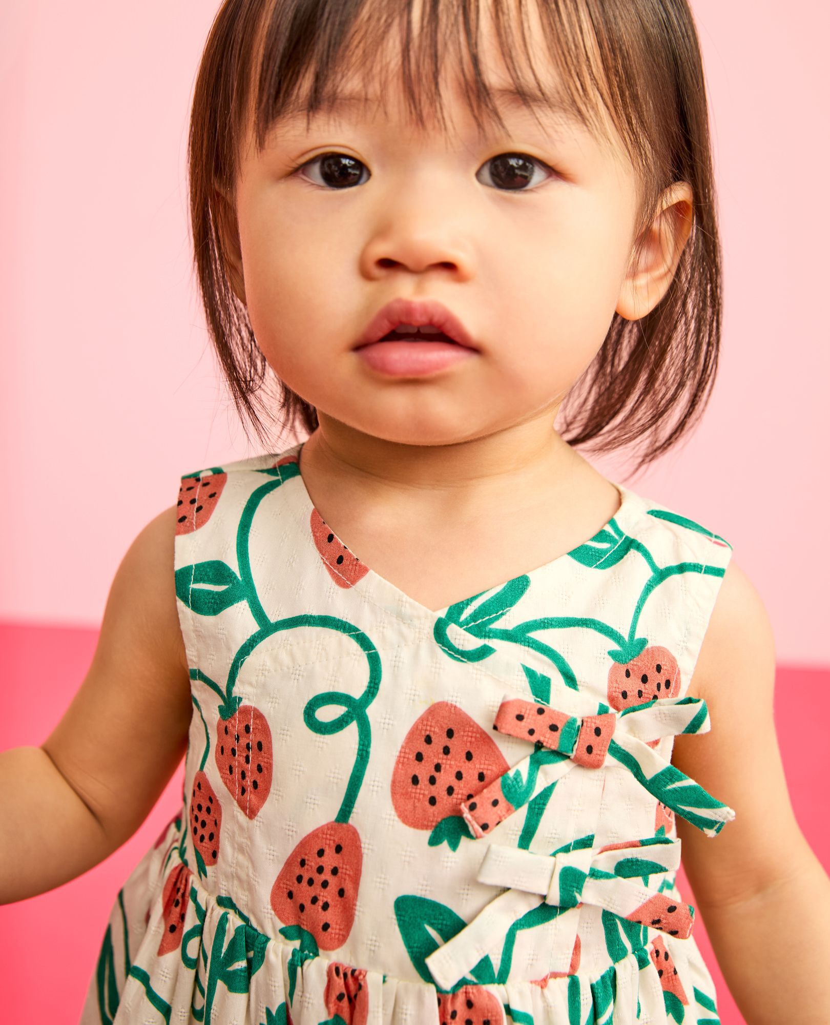 Baby Cross Front Dress & Bloomers Set in Strawberry Season - main