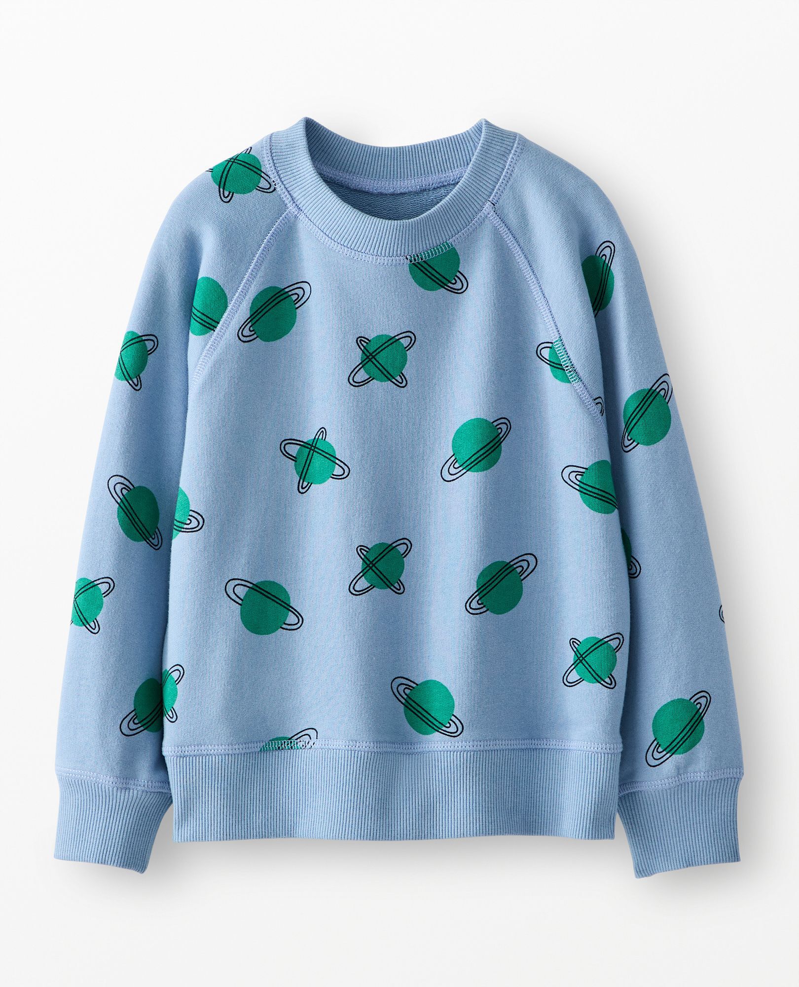 French Terry Sweatshirt in Planets on Blue - main