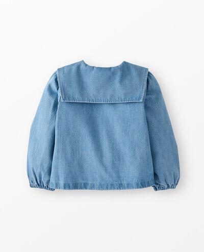 Long Sleeve Denim Button Up Shirt in Light-Medium Wash - main