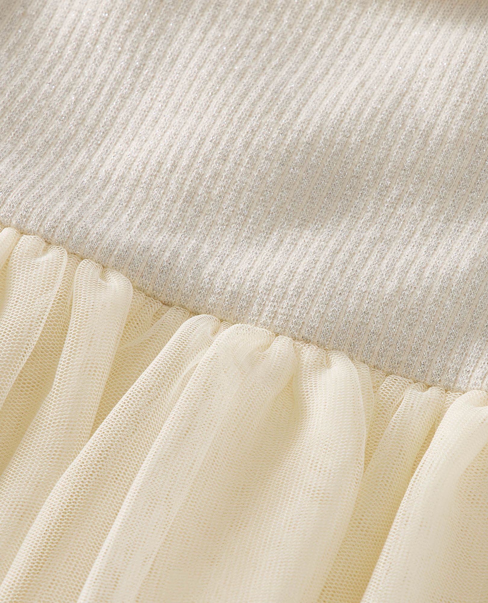 Baby Long Sleeve Tulle Sparkle Dress in Ecru - main