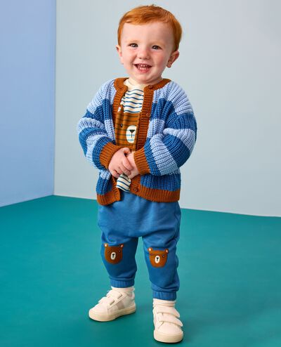 Baby Striped Cardigan in Shadow Blue/Serenity/Glazed Ginger - main