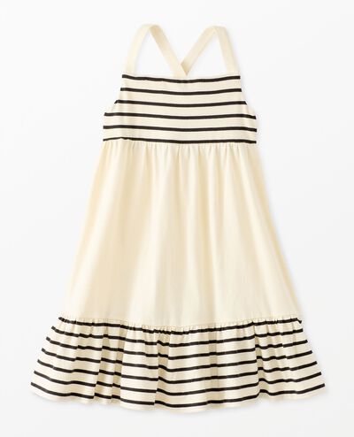 Sleeveless Striped Crossback Dress with Pockets in Ecru - main
