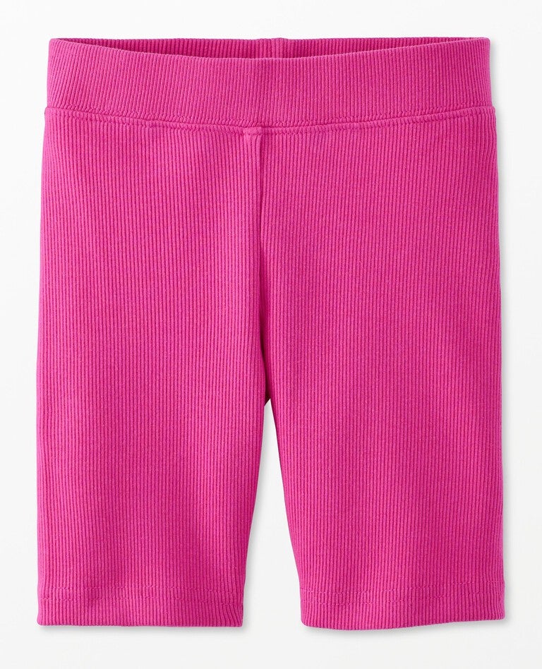 Ribbed Biker Shorts in Pink Peony - main