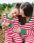Long John Pajamas In Organic Cotton in Hanna Red/White - main