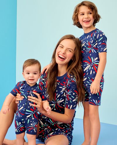 Adult Short John Pajama Set in Fireworks - main