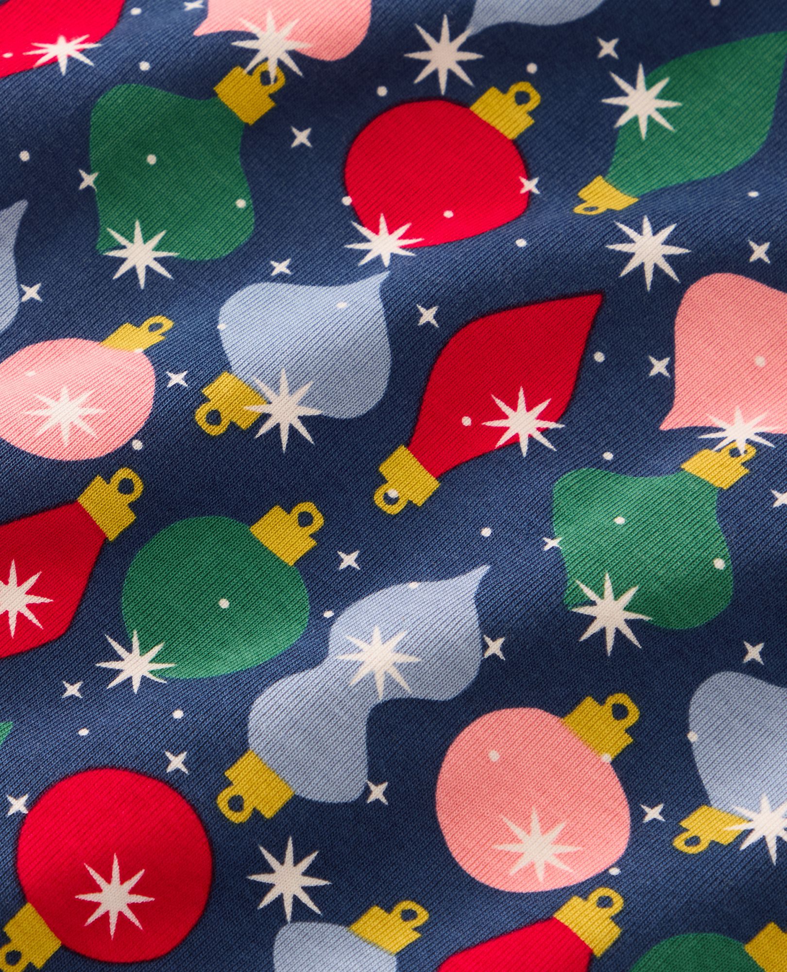 Adult Holiday Long John Pajama Top in Shiny Bright Ornaments - main